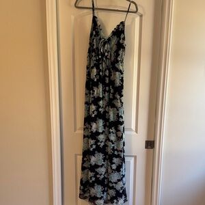 Chic Black and Blue Floral Maxi Dress